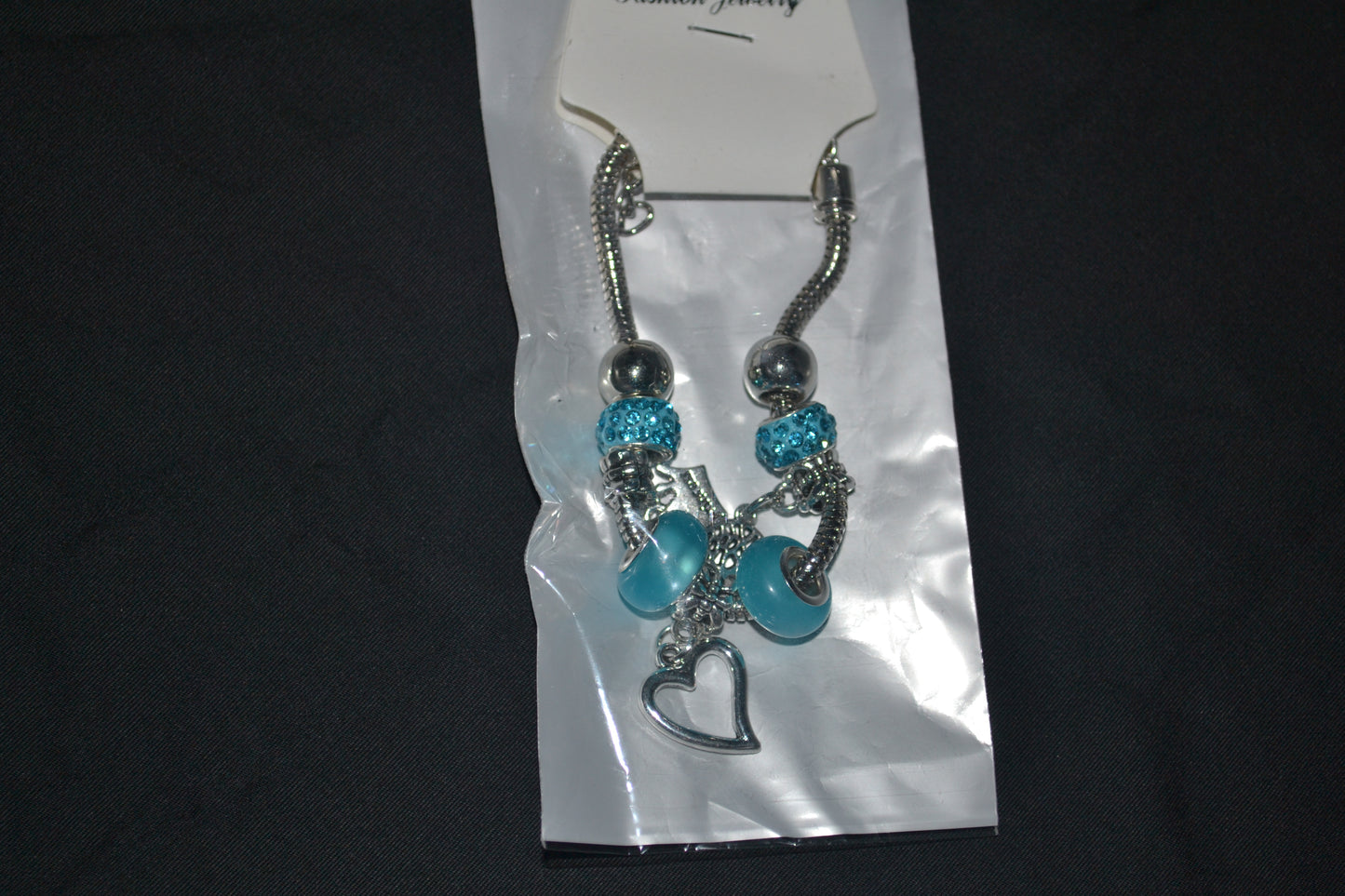 Silver charm bracelet-Blue