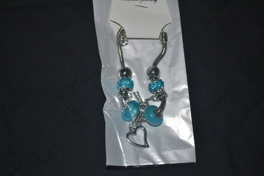 Silver charm bracelet-Blue