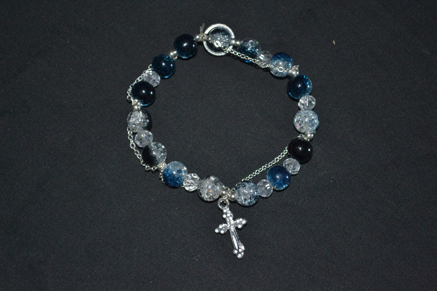 Midnight Cross Charm Bracelet