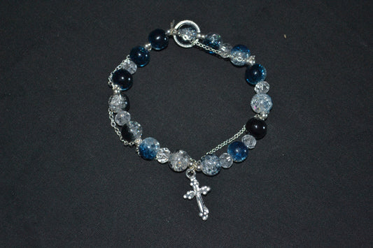 Midnight Cross Charm Bracelet