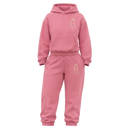 I'm Her Luxe Hoodie Set - Pink