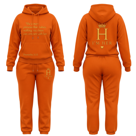 I'm Her Signature Scripture Hoodie Set - Orange