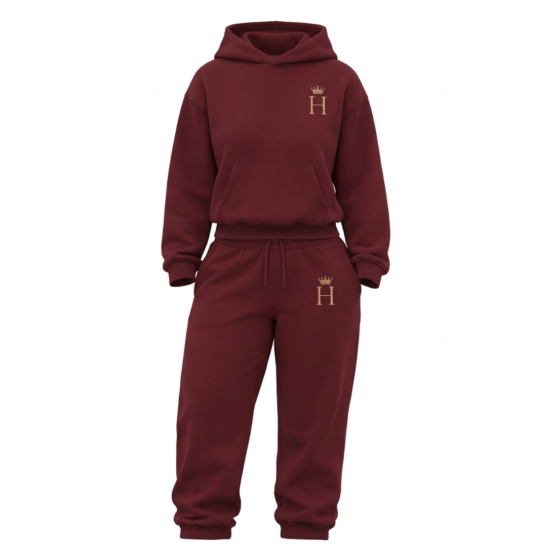 I'm Her Luxe Hoodie Set - Burgundy