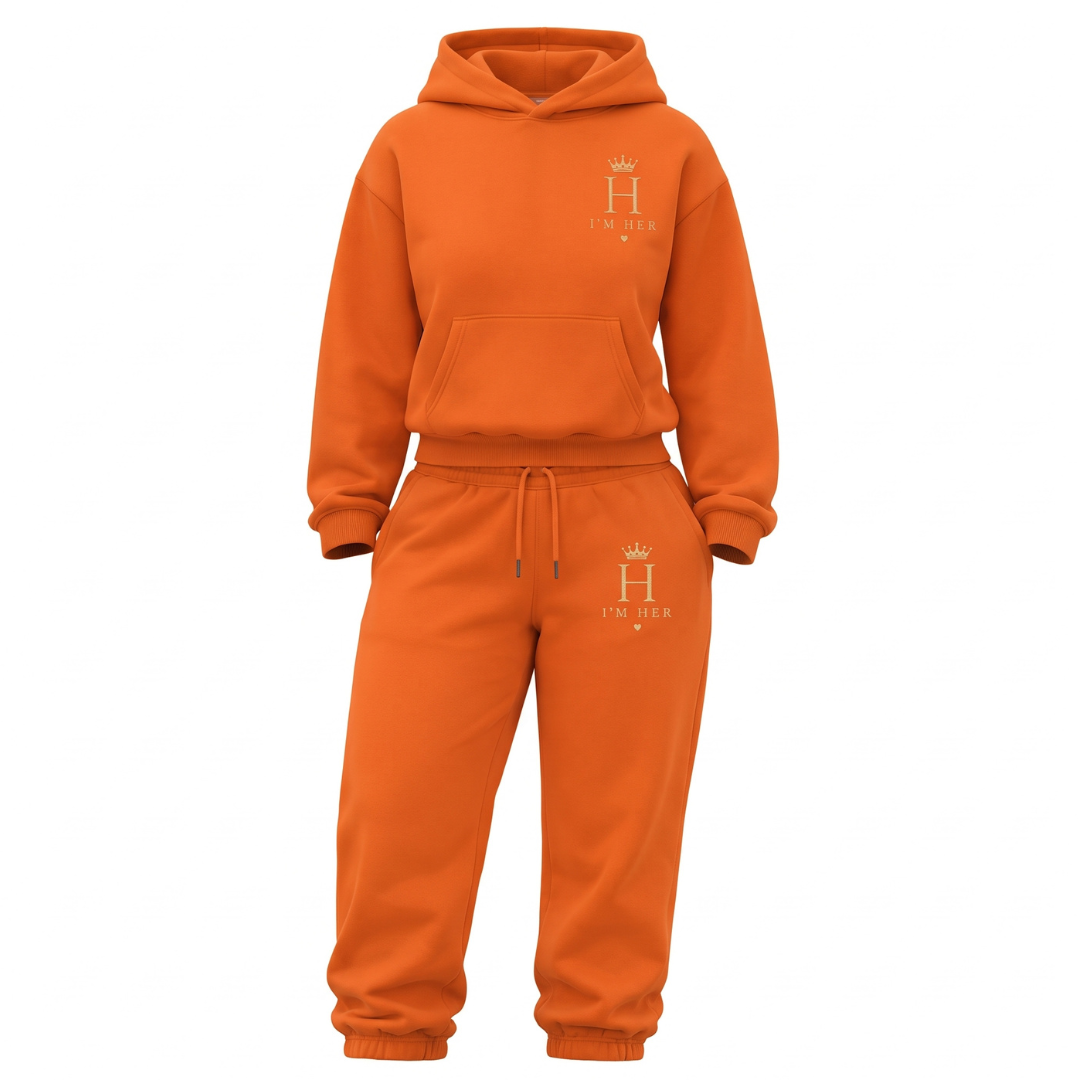 I'm Her Luxe Hoodie Set - Orange