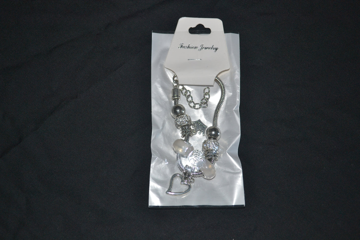 Silver charm  bracelet- White
