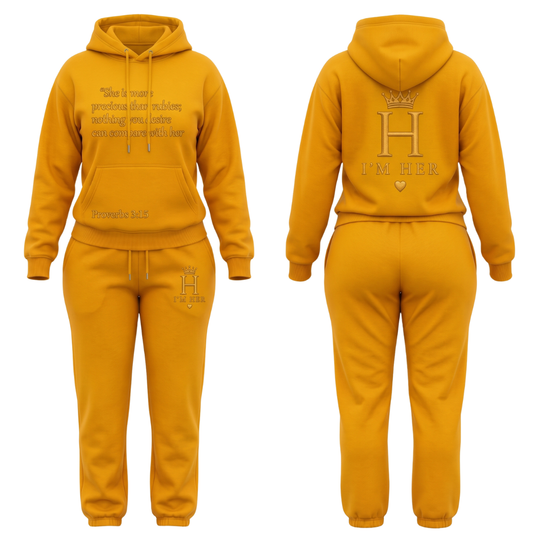 I'm Her Signature Scripture Hoodie Set - Yellow