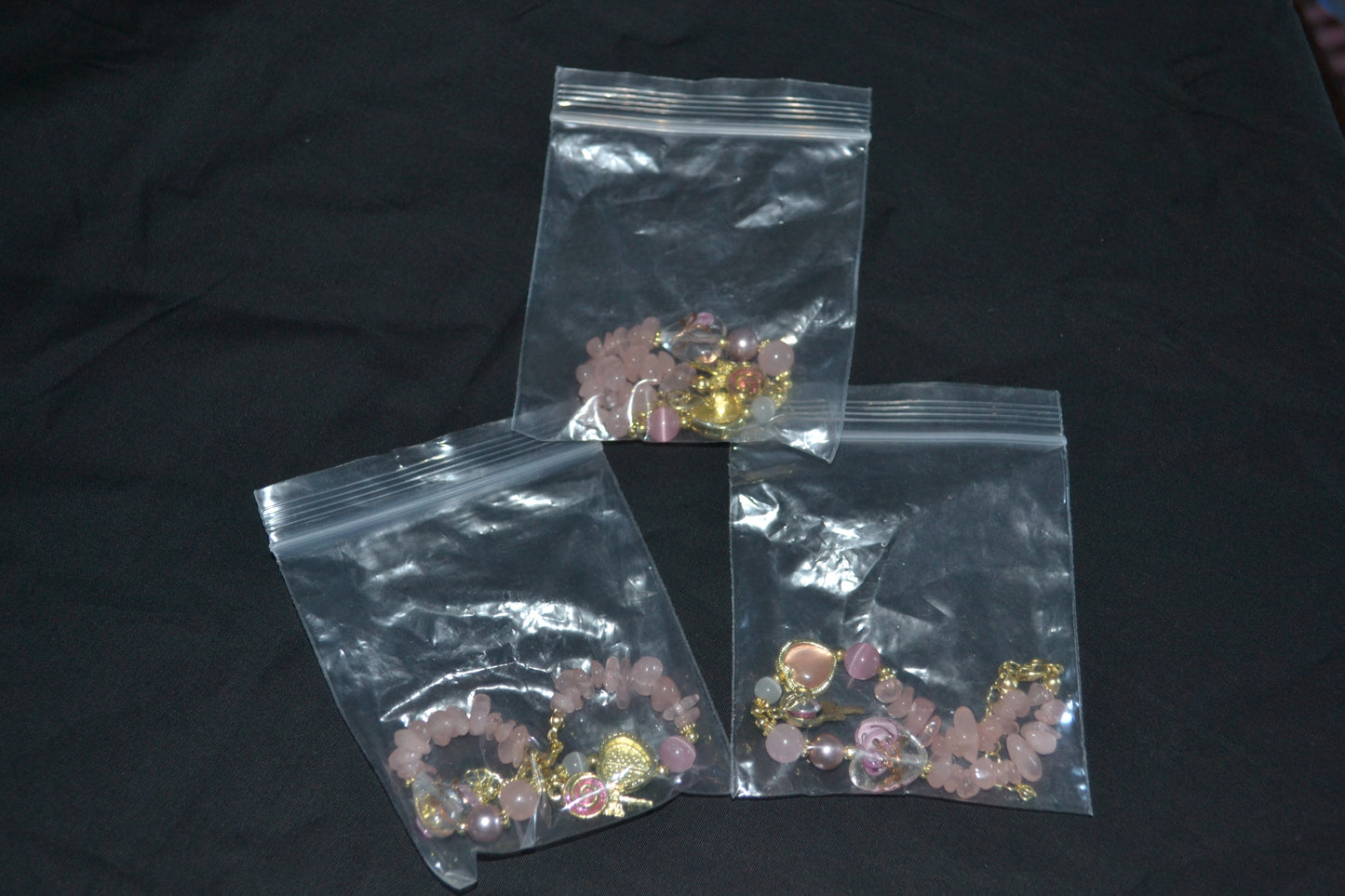 Pink Rose Heart Charm Bracelets