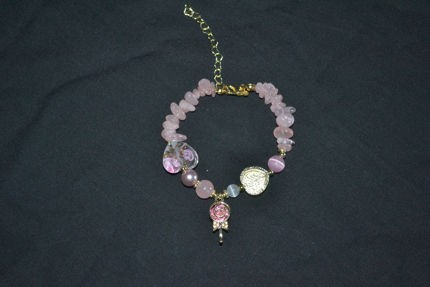 Pink Rose Heart Charm Bracelets