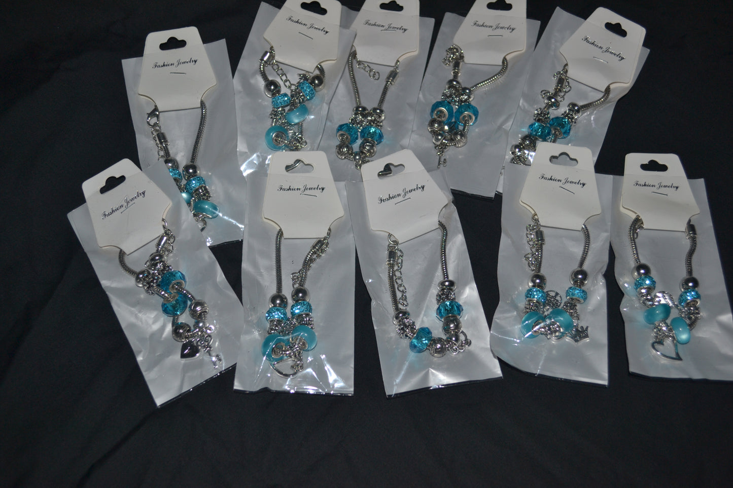 Silver charm bracelet-Blue