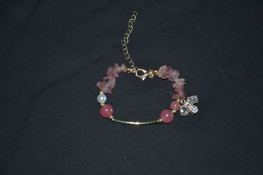 Rose Quartz Bumblebee Bracelet