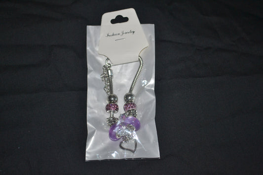 Silver charm bracelet- Purple