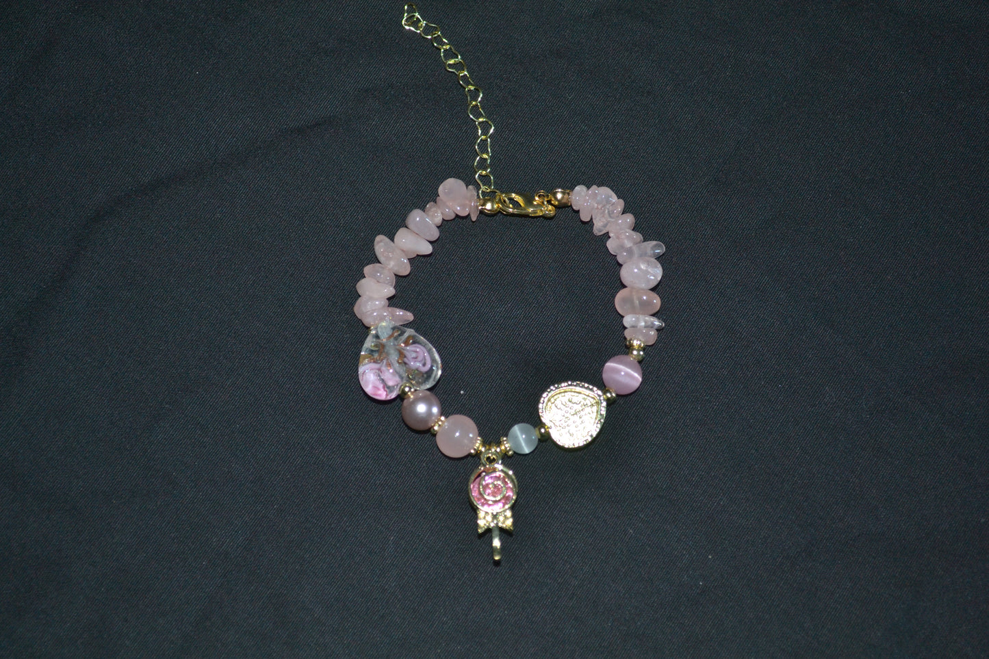 Pink Rose Heart Charm Bracelets