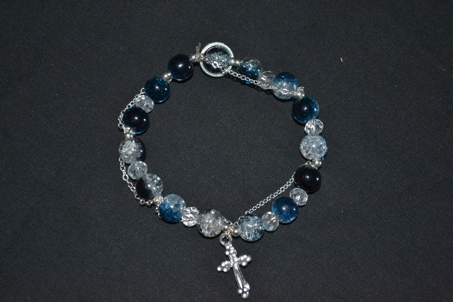 Midnight Cross Charm Bracelet