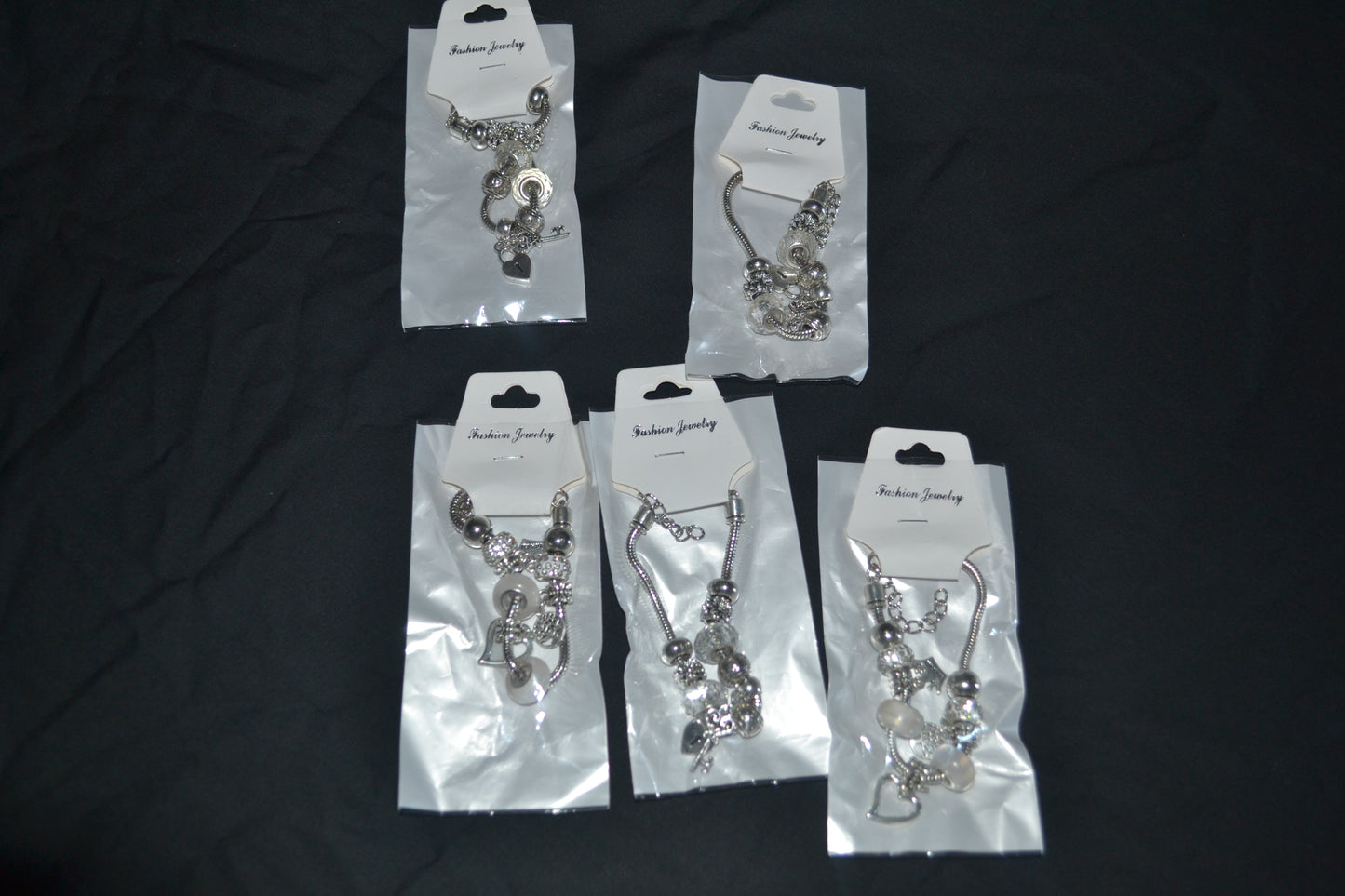 Silver charm  bracelet- White