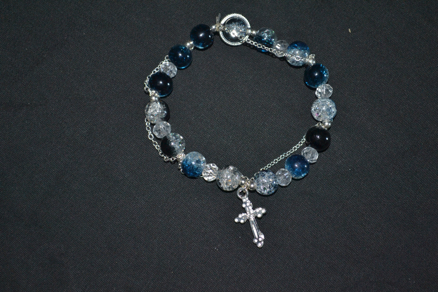 Midnight Cross Charm Bracelet