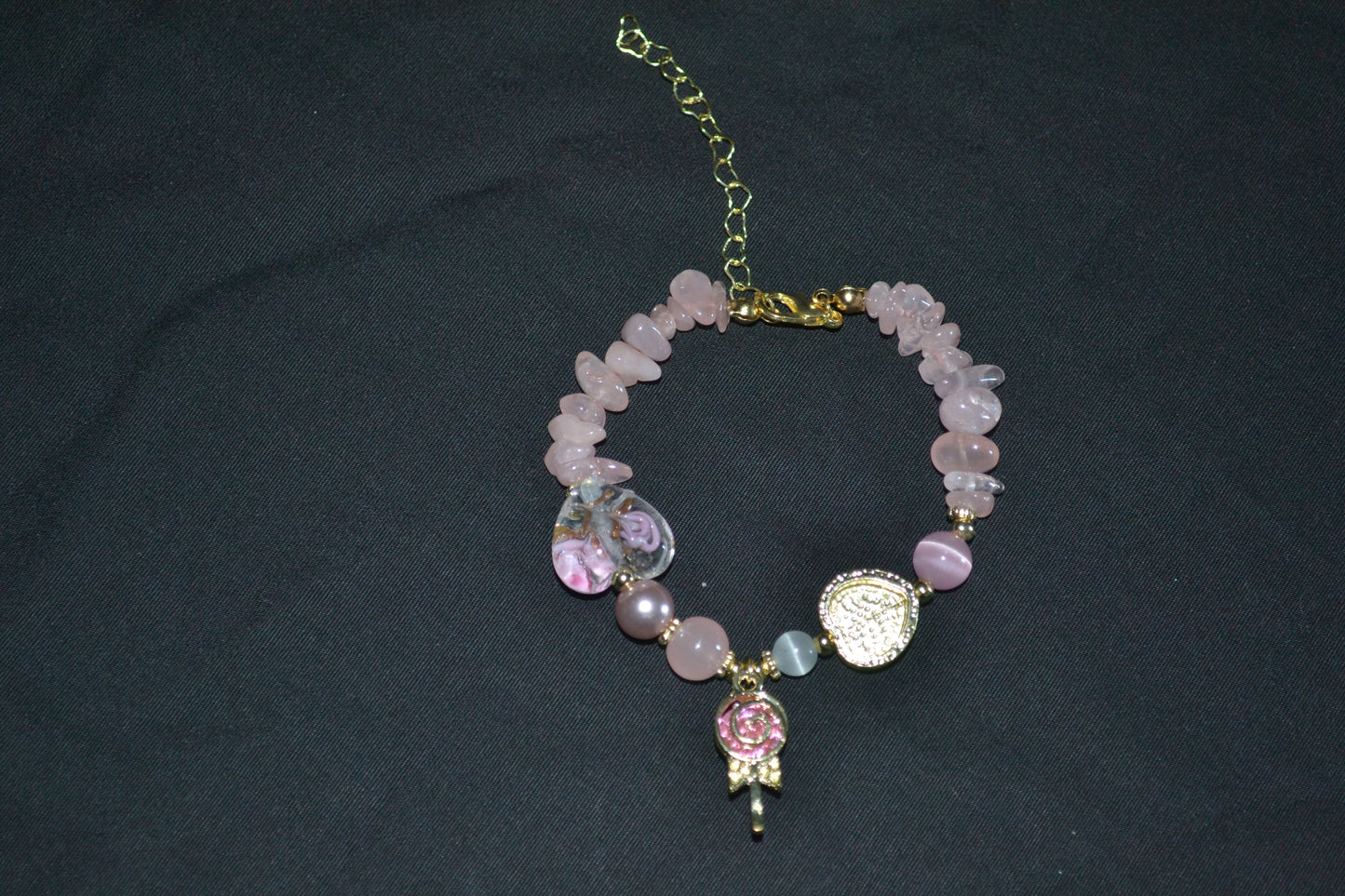 Pink Rose Heart Charm Bracelets