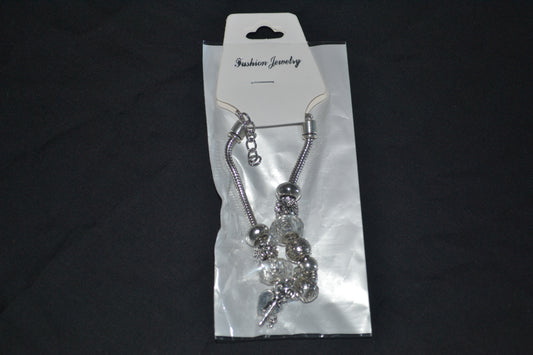 Silver charm  bracelet- White